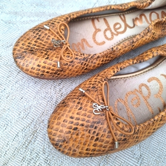 Sam Edelman Tan Snakskin Ballet Flats - Picture 1 of 4